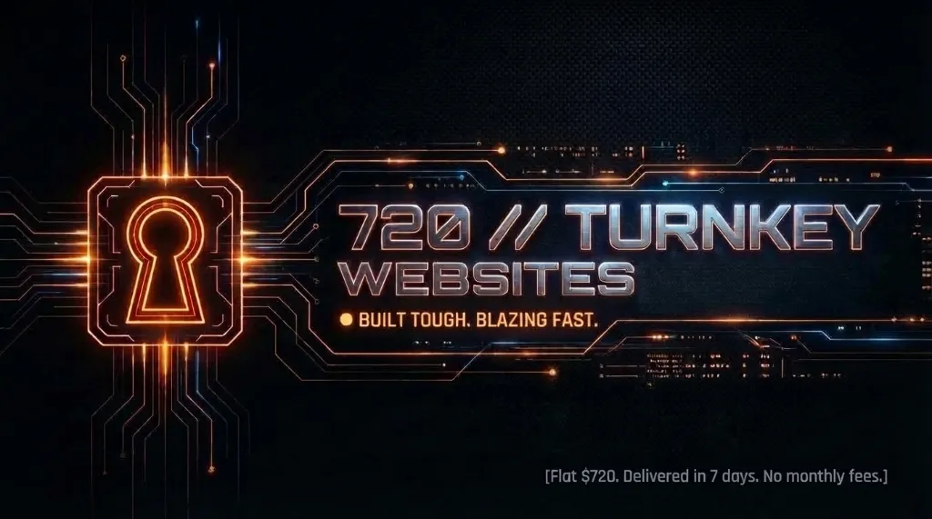 720 // Turnkey Websites - Built Tough. Blazing Fast. Flat $720. Delivered in 7 days. No monthly fees.